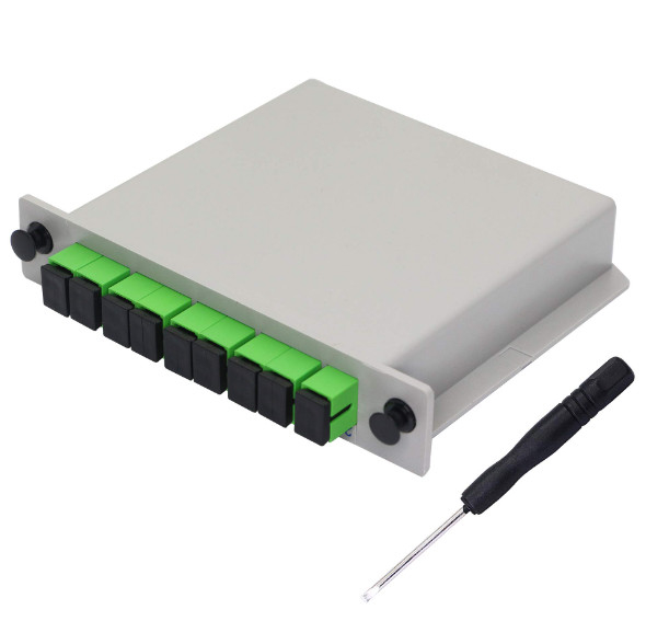 1x8 divisor óptico del PLC del casete de la fibra del SC APC en caja de la fibra óptica 0