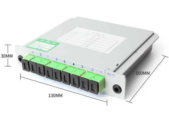 1x8 divisor óptico del PLC del casete de la fibra del SC APC en caja de la fibra óptica 1