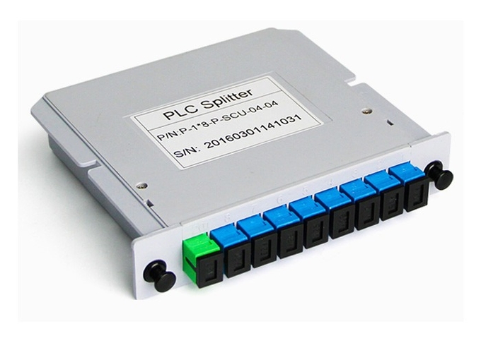 Divisor de la fibra óptica del PLC del casete del cable de descenso de la fibra óptica FTTX 1x8 en caja del ABS 0