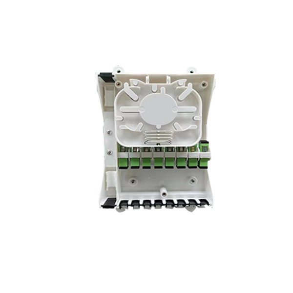 Caja terminal óptica PC+ABS IP65 de la caja de distribución de la fibra óptica de la pared de la base de FTTH 8 con el adaptador 8pcs 2