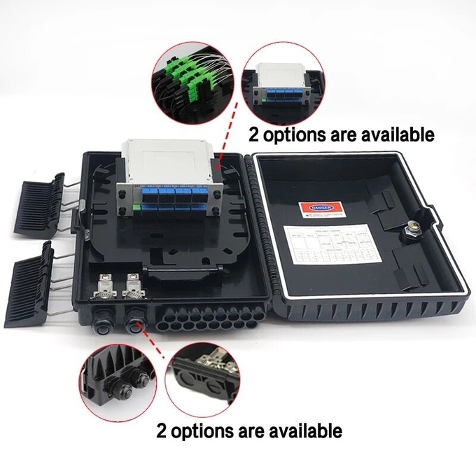 ABS Black Box IP65 de la distribución de la fibra óptica de la base de la caja 16 del equipo FTTH del equipo de la fibra óptica 2