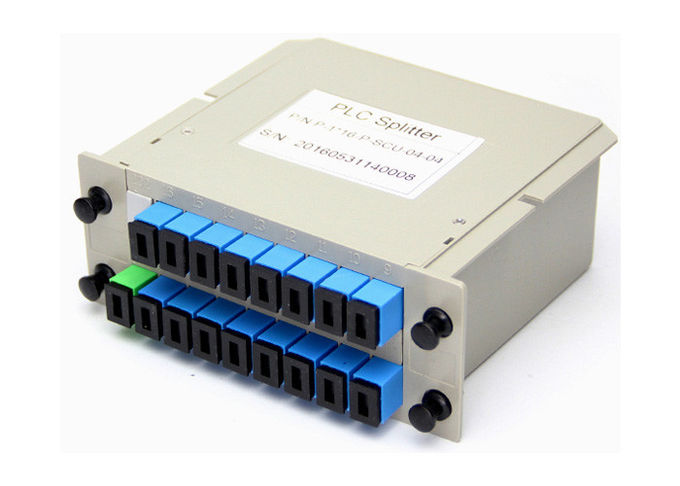 Casete del divisor de la fibra óptica del PLC de la caja 1x8 1x16 de FTTH Fibetr en SC UPC de la caja del ABS 3